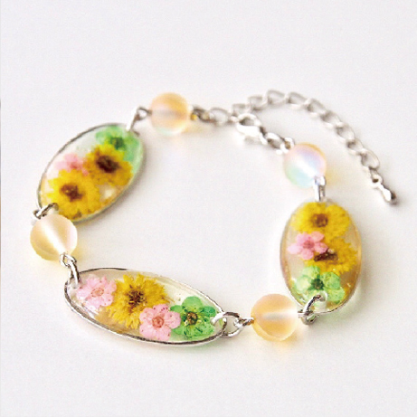 押し花のレジンブレスレット（YA-329）