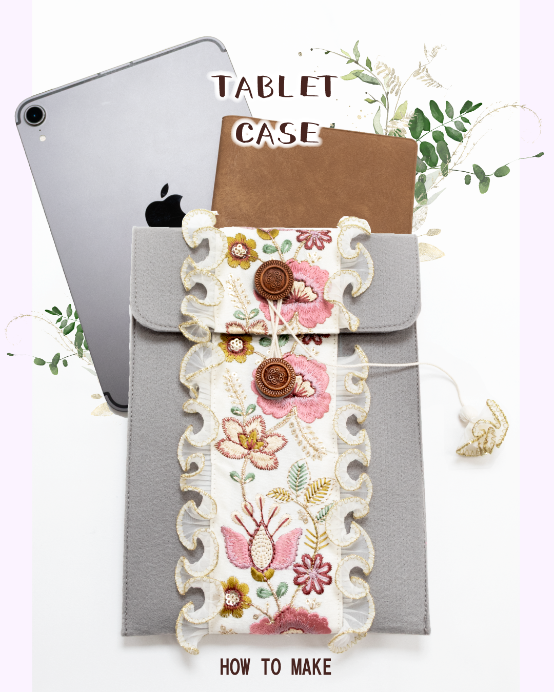 玉紐ボタンのタブレットケース