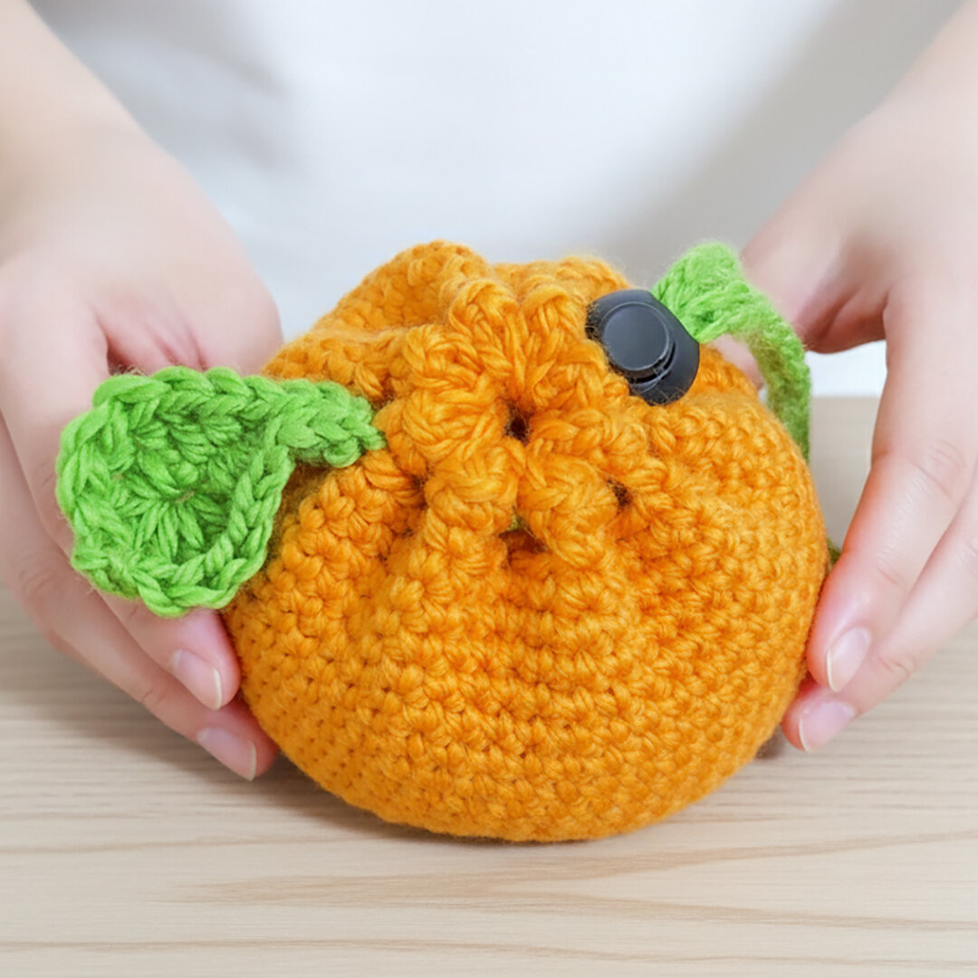 かぎ針で編む みかん巾着