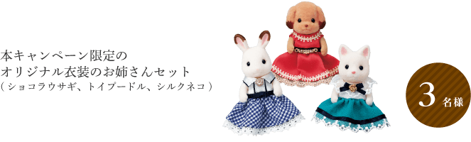 本キャンペーン限定のオリジナル衣装のお姉さんセット(ショコラウサギ、トイプードル、シルクネコ)