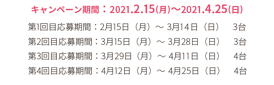 キャンペーン期間：2021.2.15Mon〜2021.4.25Sun